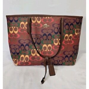 Coach City Tote in Rainbow Signature Canvas